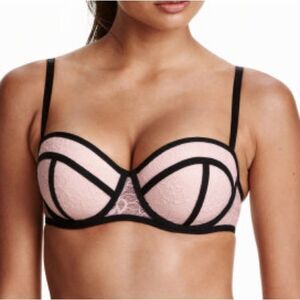 H&M Black and Cream Lace Bombshell Balconette Bra 34C